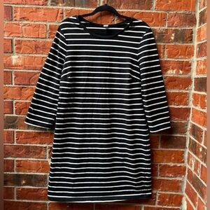 Old Navy Womens XL Black White Stripe Long Sleeve Sheath Casual Tshirt Dress
